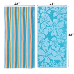 Mainstays 2-Pack Beach Towels 58inx28in Green Flower & Stripes Mainstays 2-Pack Beach Towels 58inx28in Green Flower & Stripes