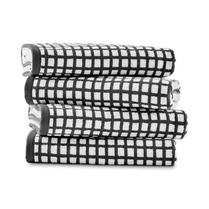 Mainstays Performance Quick Dry Bath Towel Set, 4-Piece, Checkered Black Mainstays Performance Quick Dry Bath Towel Set, 4-Piece, Checkered Black