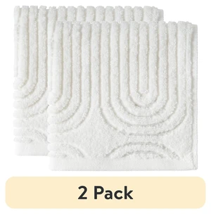 Beautiful by Drew Barrymore Textured Washcloth, 2-Pack, 100% Cotton, Off White Beautiful by Drew Barrymore Textured Washcloth, 2-Pack, 100% Cotton, Off White