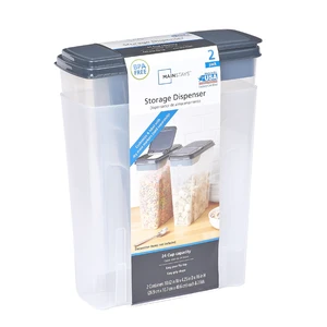 Mainstays 2-Pack Plastic Cereal Keeper Storage Containers, 24 Cup Capacity, Dark Gray Lid, Kitchen Pantry Organizer for Cereal and Dry Food Mainstays 2-Pack Plastic Cereal Keeper Storage Containers, 24 Cup Capacity, Dark Gray Lid, Kitchen Pantry Organizer for Cereal and Dry Food
