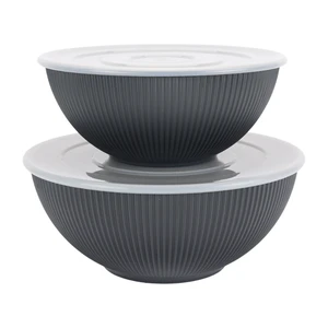 Mainstays Black 4-Piece Eco-Friendly Recycled Plastic Ribbed Serve Bowl Set Mainstays Black 4-Piece Eco-Friendly Recycled Plastic Ribbed Serve Bowl Set