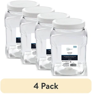 Mainstays 4-Pack 2qt Clear Plastic Food Storage Canisters with White Twist-Top Lid Mainstays 4-Pack 2qt Clear Plastic Food Storage Canisters with White Twist-Top Lid
