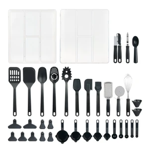Mainstays 36-Piece Kitchen Gadget and Utensil Set with Drawer Organizer, Black Mainstays 36-Piece Kitchen Gadget and Utensil Set with Drawer Organizer, Black