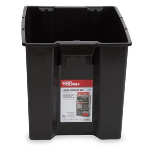 Hyper Tough Large Plastic Stacking Open Storage Bin, Black, No Lid Hyper Tough Large Plastic Stacking Open Storage Bin, Black, No Lid