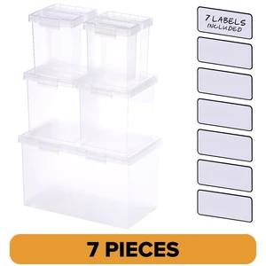 Bostitch Konnect Nest Box Small Medium & Large Containers, Plastic, Stackable, Clear, 7 Count Bostitch Konnect Nest Box Small Medium & Large Containers, Plastic, Stackable, Clear, 7 Count