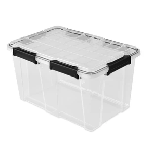 Sterilite Gasket Box 54 Quart IP68 Waterproof Clear Plastic Storage Bin with Lid, Gasket Seal, and Durable Latches, Black Sterilite Gasket Box 54 Quart IP68 Waterproof Clear Plastic Storage Bin with Lid, Gasket Seal, and Durable Latches, Black