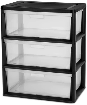 Sterilite Wide 3 Drawer Tower Plastic Storage Organizer with Removable Clear Bins Easy Assembly No Tools Needed Black Sterilite Wide 3 Drawer Tower Plastic Storage Organizer with Removable Clear Bins Easy Assembly No Tools Needed Black