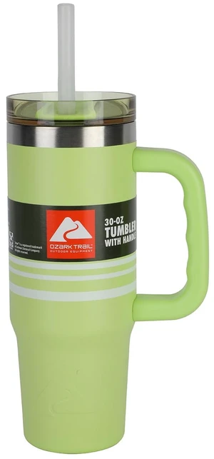 Ozark Trail 30 oz Stainless Steel Insulated Tumbler with Handle, Sonic Lime Stripes Ozark Trail 30 oz Stainless Steel Insulated Tumbler with Handle, Sonic Lime Stripes