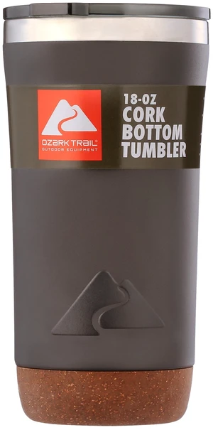 Ozark Trail 18oz Stainless Steel Insulated Tumbler with Cork Bottom, Black Ozark Trail 18oz Stainless Steel Insulated Tumbler with Cork Bottom, Black