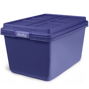 Hefty HI-RISE 18Gallon Latching Storage Bin with HI-RISE Lid, Plastic, Blue Hefty HI-RISE 18Gallon Latching Storage Bin with HI-RISE Lid, Plastic, Blue