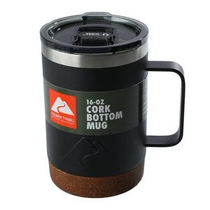 Ozark Trail 16oz Insulated Stainless Steel Coffee Mug with Cork Bottom, Black Ozark Trail 16oz Insulated Stainless Steel Coffee Mug with Cork Bottom, Black