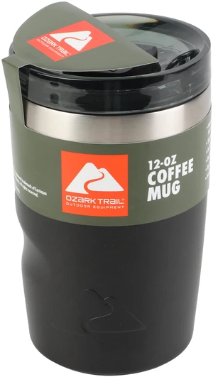 Ozark Trail 12oz Ceramic Lined Stainless Steel Insulated Travel Tumbler with Slider Lid, Black Ozark Trail 12oz Ceramic Lined Stainless Steel Insulated Travel Tumbler with Slider Lid, Black