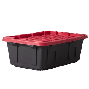 Hyper Tough 17 Gallon Plastic Storage Bin with Snap Lid, Black Base/Red Lid Hyper Tough 17 Gallon Plastic Storage Bin with Snap Lid, Black Base/Red Lid
