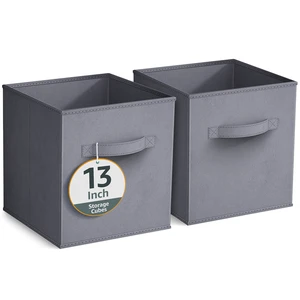 Sorbus 13" Foldable Fabric Storage Cube Bin, Gray (2-Pack) Sorbus 13" Foldable Fabric Storage Cube Bin, Gray (2-Pack)