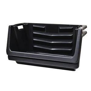 Hyper Tough Heavy Duty Plastic Stacking Bin for Garage, Black Hyper Tough Heavy Duty Plastic Stacking Bin for Garage, Black