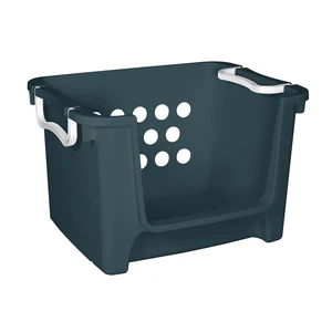 Mainstays Kids Large Blue Plastic Open-Front Toy Storage Basket with Handles, Stackable Mainstays Kids Large Blue Plastic Open-Front Toy Storage Basket with Handles, Stackable