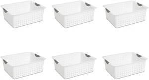 Sterilite Large Ultra Basket, Open Plastic Storage Bin, White, 6 Count Sterilite Large Ultra Basket, Open Plastic Storage Bin, White, 6 Count