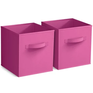 Sorbus 11" Foldable Fabric Storage Cube Bin, Pink, 2-Pack Sorbus 11" Foldable Fabric Storage Cube Bin, Pink, 2-Pack