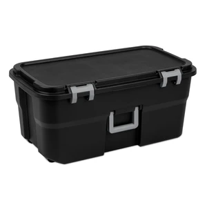 Sterilite 22 Gallon Wheeled Footlocker, Heavy Duty Plastic Storage Trunk, Lockable with Wheels and Handle, Black Sterilite 22 Gallon Wheeled Footlocker, Heavy Duty Plastic Storage Trunk, Lockable with Wheels and Handle, Black