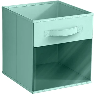 Sorbus 11-Inch Collapsible Fabric Storage Bin with Clear Window, Pastel Teal Sorbus 11-Inch Collapsible Fabric Storage Bin with Clear Window, Pastel Teal