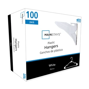 Mainstays Plastic Notched Adult Clothes Hangers, Arctic White, 100Count Mainstays Plastic Notched Adult Clothes Hangers, Arctic White, 100Count