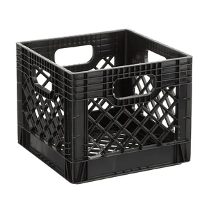 Juggernaut Storage 16QT Heavy-Duty Plastic Milk Crate with Built-in Handles, Black Juggernaut Storage 16QT Heavy-Duty Plastic Milk Crate with Built-in Handles, Black