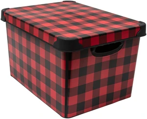 Simplify Checkered Black and Red Storage Tote Bin Simplify Checkered Black and Red Storage Tote Bin