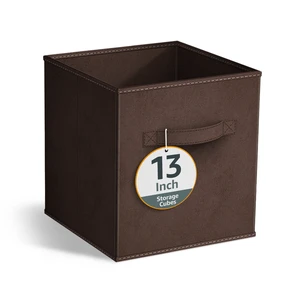 Sorbus 13" Foldable Fabric Storage Cube Bin, Chocolate Sorbus 13" Foldable Fabric Storage Cube Bin, Chocolate