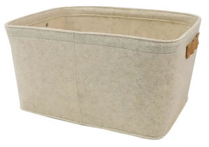 Mainstays Medium Felt Decorative Storage Basket with Faux Leather Handles, Oatmeal, 15 x 11.02 x 7.87 in Mainstays Medium Felt Decorative Storage Basket with Faux Leather Handles, Oatmeal, 15 x 11.02 x 7.87 in