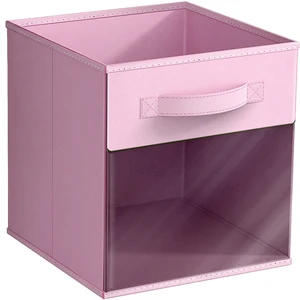 Sorbus 11Inch Collapsible Fabric Storage Bin with Clear Window, Pastel Pink Sorbus 11Inch Collapsible Fabric Storage Bin with Clear Window, Pastel Pink