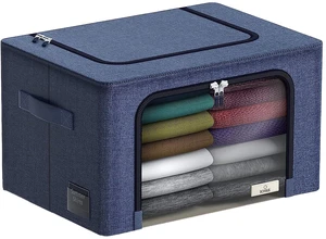 Sorbus Storage Bins with Metal Frame, Stackable and Foldable with Window and Handles for Bedding and Clothes Sorbus Storage Bins with Metal Frame, Stackable and Foldable with Window and Handles for Bedding and Clothes