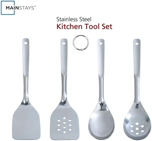 Mainstays Stainless Steel 4-Piece Utensil Set with Slotted Turner, Solid Turner, Spoon, and Slotted Spoon Mainstays Stainless Steel 4-Piece Utensil Set with Slotted Turner, Solid Turner, Spoon, and Slotted Spoon
