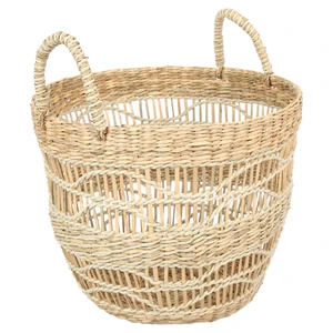 BHG Natural Handwoven Seagrass Basket with Unique Detailing BHG Natural Handwoven Seagrass Basket with Unique Detailing