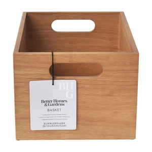 Better Homes & Gardens Wood Storage Basket, Light Honey, 10.5in x 8in x 6in Better Homes & Gardens Wood Storage Basket, Light Honey, 10.5in x 8in x 6in