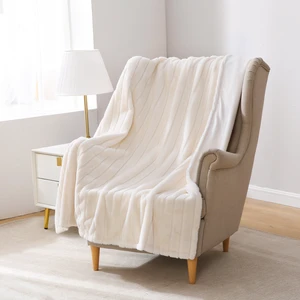 Mainstays Striped Faux Fur Throw Blanket, Cream, 50x60in Mainstays Striped Faux Fur Throw Blanket, Cream, 50x60in