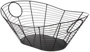 Homezone Handcrafted Wire Basket with Handles, Black Homezone Handcrafted Wire Basket with Handles, Black