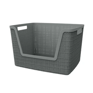 Curver Jute Medium Durable Resin Organization and Storage Basket Bin, Grey Curver Jute Medium Durable Resin Organization and Storage Basket Bin, Grey