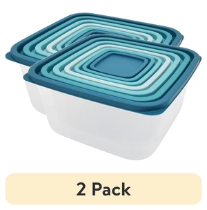 Mainstays 14-Piece Plastic Food Storage Set, Teal (2 Pack) Mainstays 14-Piece Plastic Food Storage Set, Teal (2 Pack)