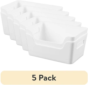 Mainstays Easy Access Bins Small White Plastic Storage Bins, 5 Pack, 2-Pack, 9.5in x 6.5in x 4in Mainstays Easy Access Bins Small White Plastic Storage Bins, 5 Pack, 2-Pack, 9.5in x 6.5in x 4in