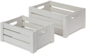 Mainstays Gray Wood and Wire Storage Basket Set with Handles, Set of 2 Mainstays Gray Wood and Wire Storage Basket Set with Handles, Set of 2