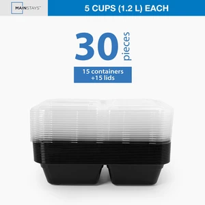 Mainstays 30-Piece 3-Compartment Meal Prep Food Containers, BPA-Free Mainstays 30-Piece 3-Compartment Meal Prep Food Containers, BPA-Free