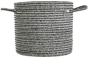 Mainstays Round Black and White Cotton Rope Decorative Storage Basket with Handles Mainstays Round Black and White Cotton Rope Decorative Storage Basket with Handles