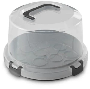 Mainstays Gray Plastic Cake & Cupcake Carrier with Flippable Base, Lid, Handle, and Clasps Mainstays Gray Plastic Cake & Cupcake Carrier with Flippable Base, Lid, Handle, and Clasps