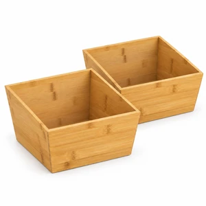 HomeZone 2-Pack Bamboo Basket Organizers, 10.5" L x 8.5" W x 6" H, Natural HomeZone 2-Pack Bamboo Basket Organizers, 10.5" L x 8.5" W x 6" H, Natural
