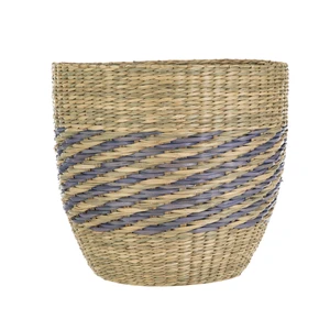 Homezone 9" Tapered Seagrass Basket with Modern Blue Detail Homezone 9" Tapered Seagrass Basket with Modern Blue Detail