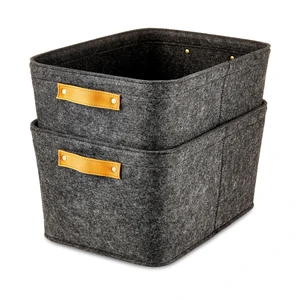 Mainstays Medium Felt Decorative Storage Basket, Gray, Set of 2 Mainstays Medium Felt Decorative Storage Basket, Gray, Set of 2