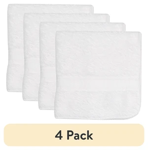 Mainstays Basic Washcloth 4-Pack, White, 100% Cotton Mainstays Basic Washcloth 4-Pack, White, 100% Cotton