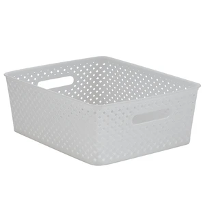 Simplify Resin Plastic Wicker Medium Storage Bin, White Simplify Resin Plastic Wicker Medium Storage Bin, White