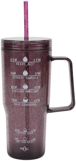 Mainstays 30oz Purple Bubble Pattern Tumbler with Handle Mainstays 30oz Purple Bubble Pattern Tumbler with Handle
