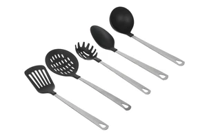 Mainstays 5-Piece Stainless Steel and Nylon Kitchen Utensil Set, Spoon, Turner, Skimmer, Pasta Server and Ladle Mainstays 5-Piece Stainless Steel and Nylon Kitchen Utensil Set, Spoon, Turner, Skimmer, Pasta Server and Ladle